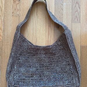 Aritzia - Sorbetto Rafia Bag - Woven Crochet Shoulder Bag - Brown